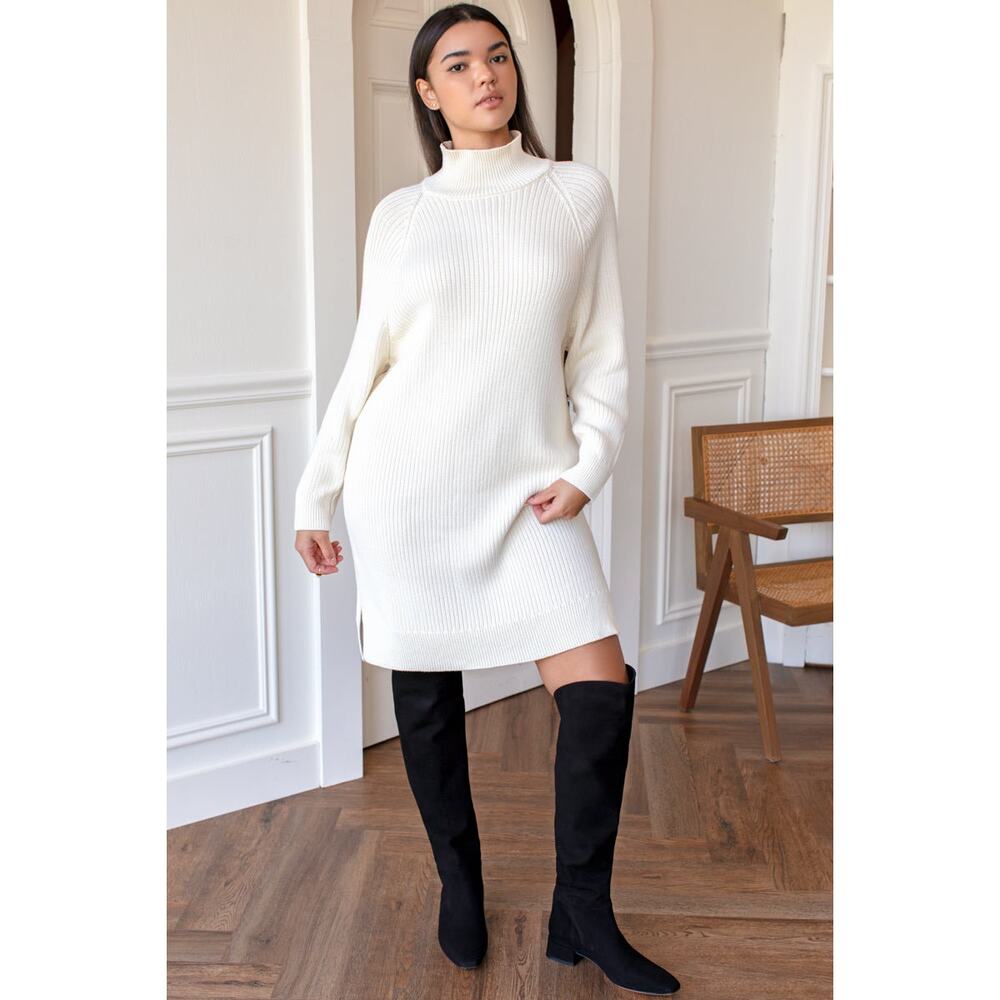 Emerson Fry Rib Knit Sweater Dress – Ivory